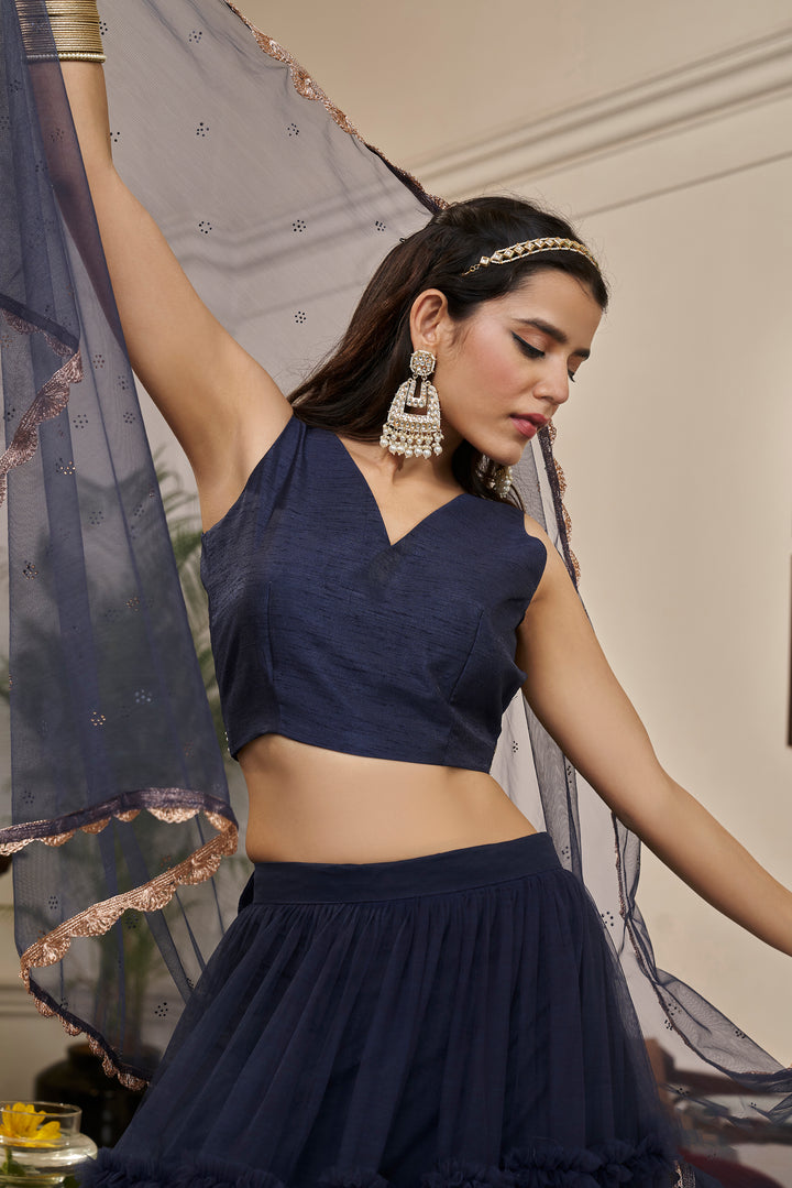 Navy Blue Lehenga Choli | Traditional Indian Lehenga for Women