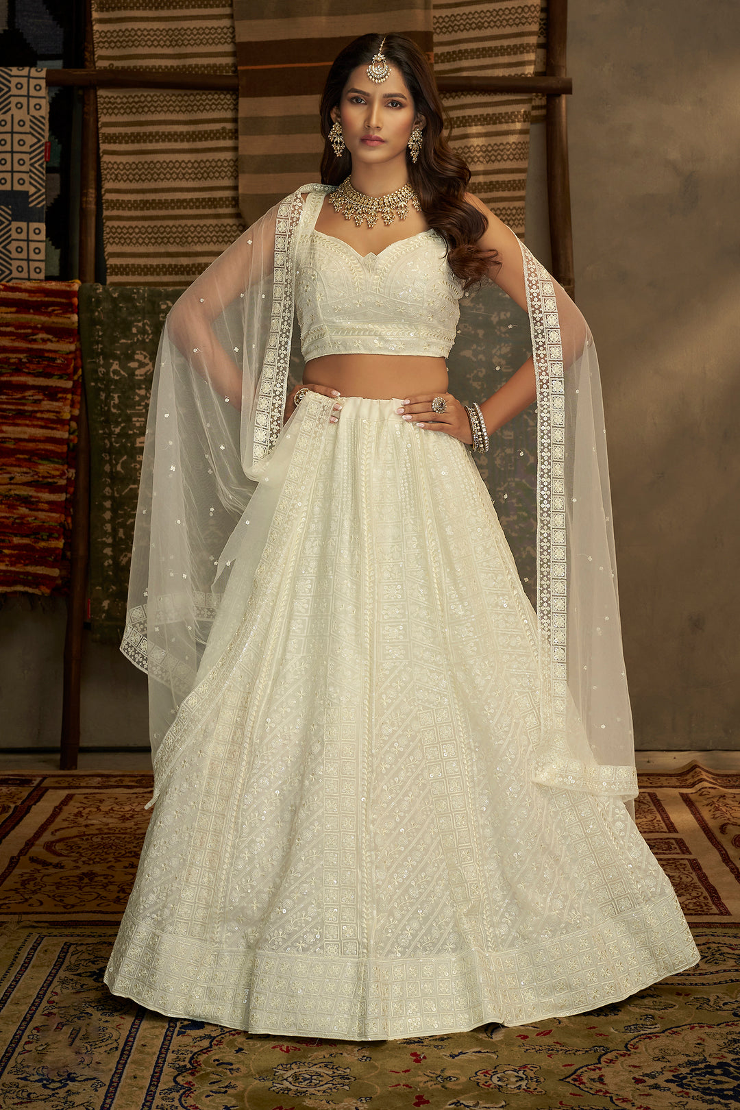 Ethereal White Sequins Lehenga | Perfect Princess Look for Weddings