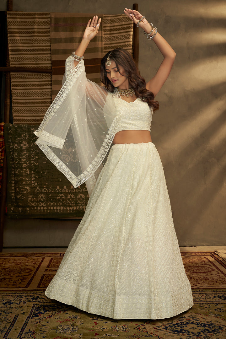 Ethereal White Sequins Lehenga | Perfect Princess Look for Weddings