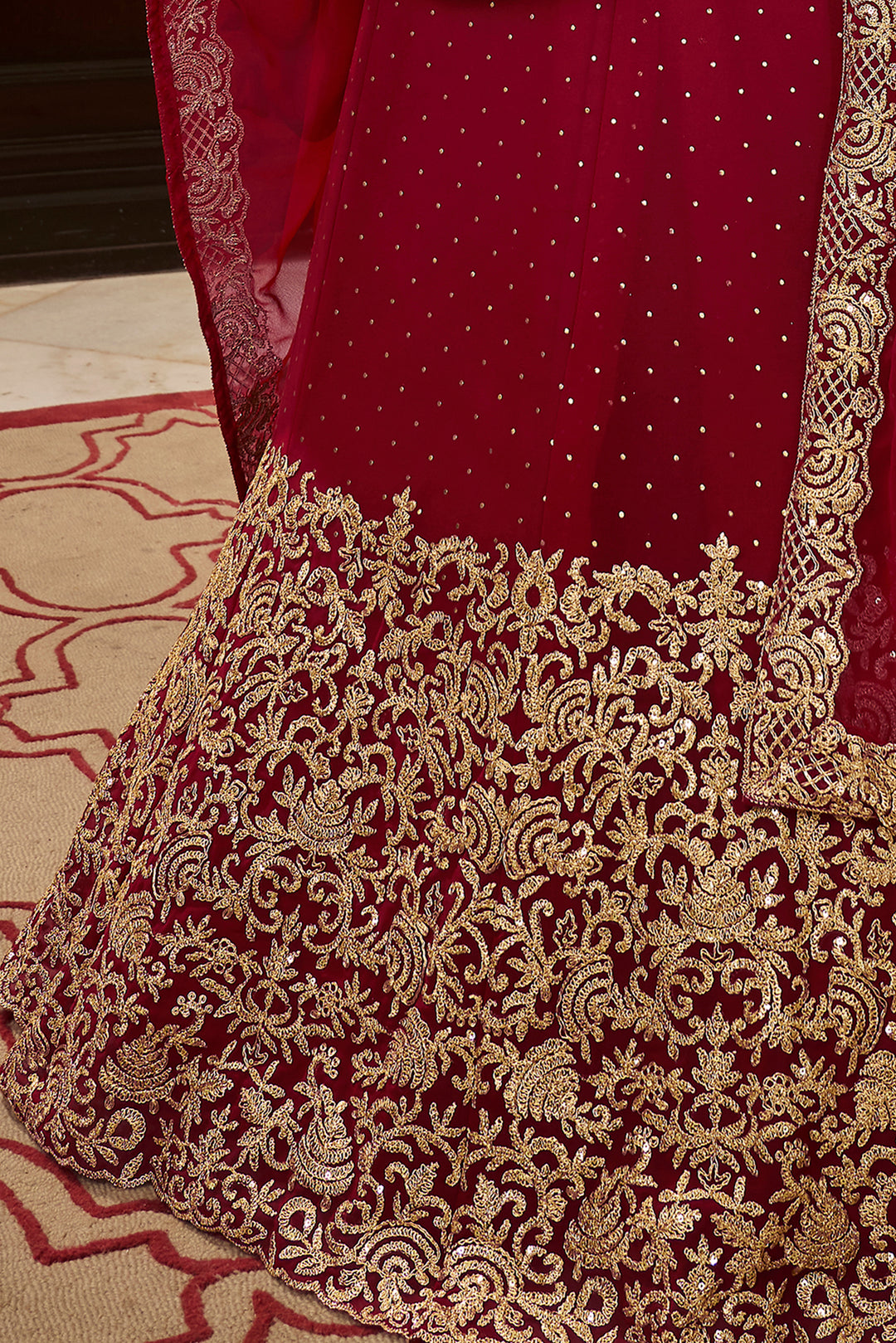 Red Georgette Lehenga | Bridal Lehenga Choli Set for Wedding