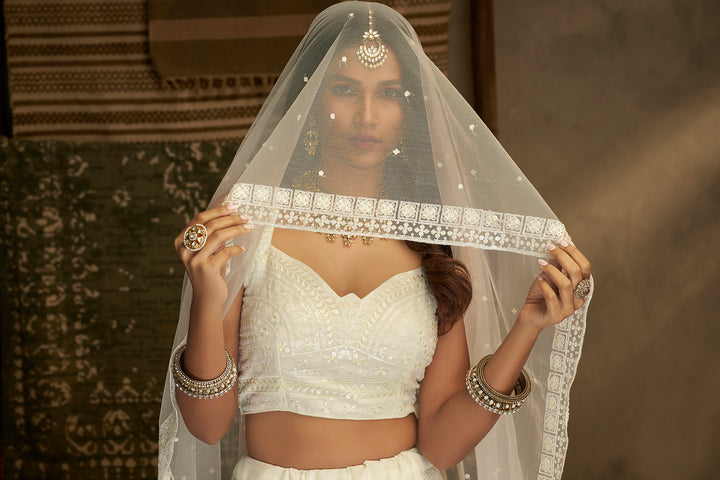 Ethereal White Sequins Lehenga | Perfect Princess Look for Weddings