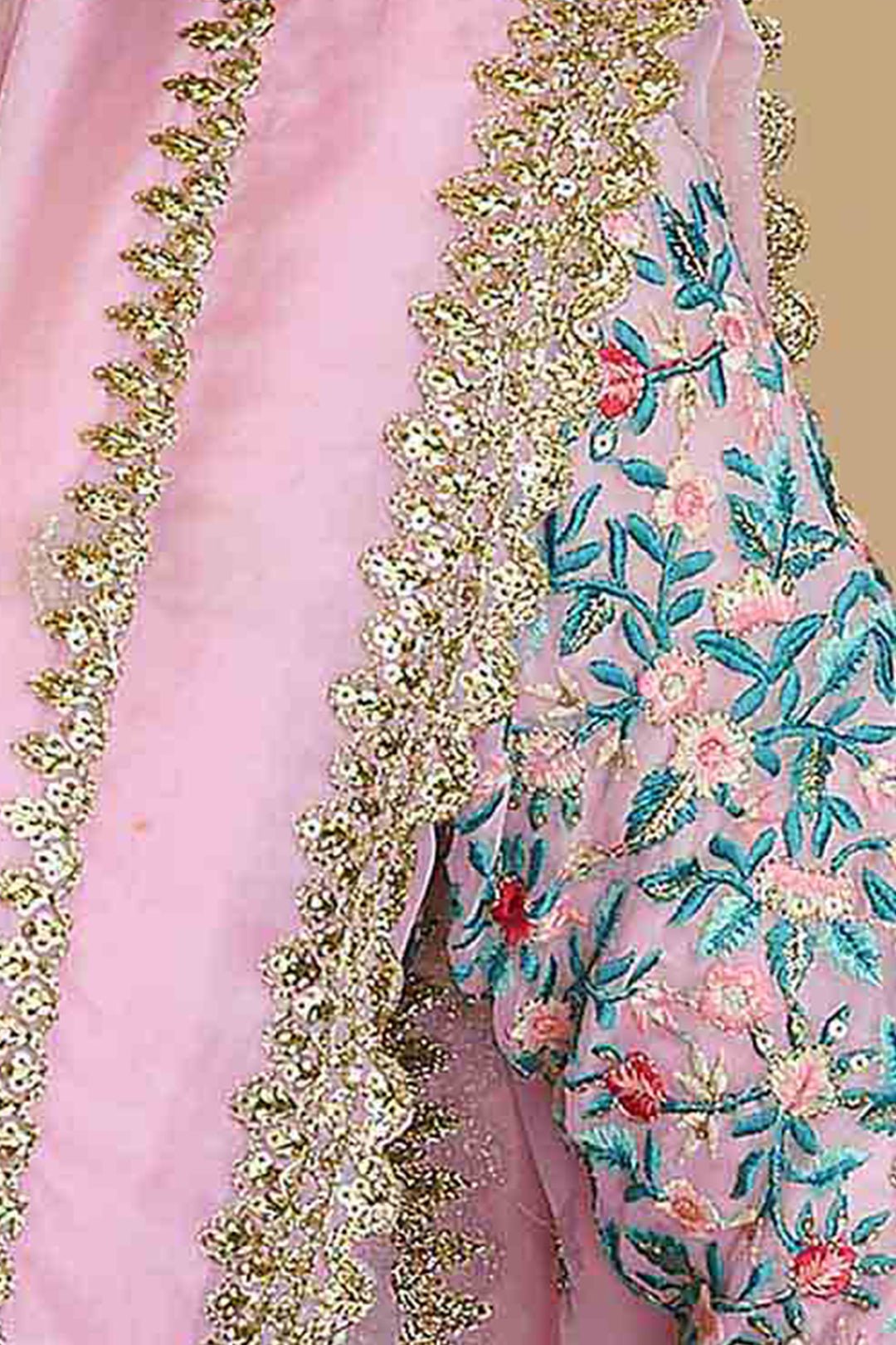 Pink Organza Zari Saree | Indian Wedding Saree with Unstitched Blouse