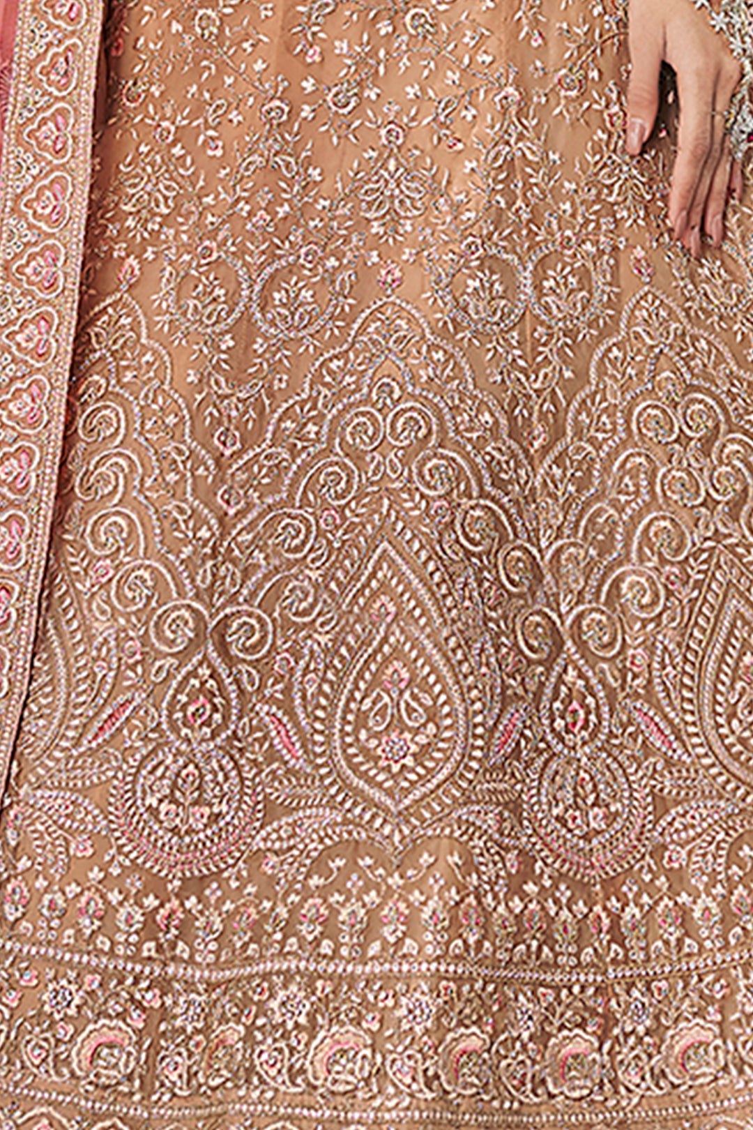 Designer Peach Lehenga Choli | Thread Work Organza Outfit for Wedding Wear