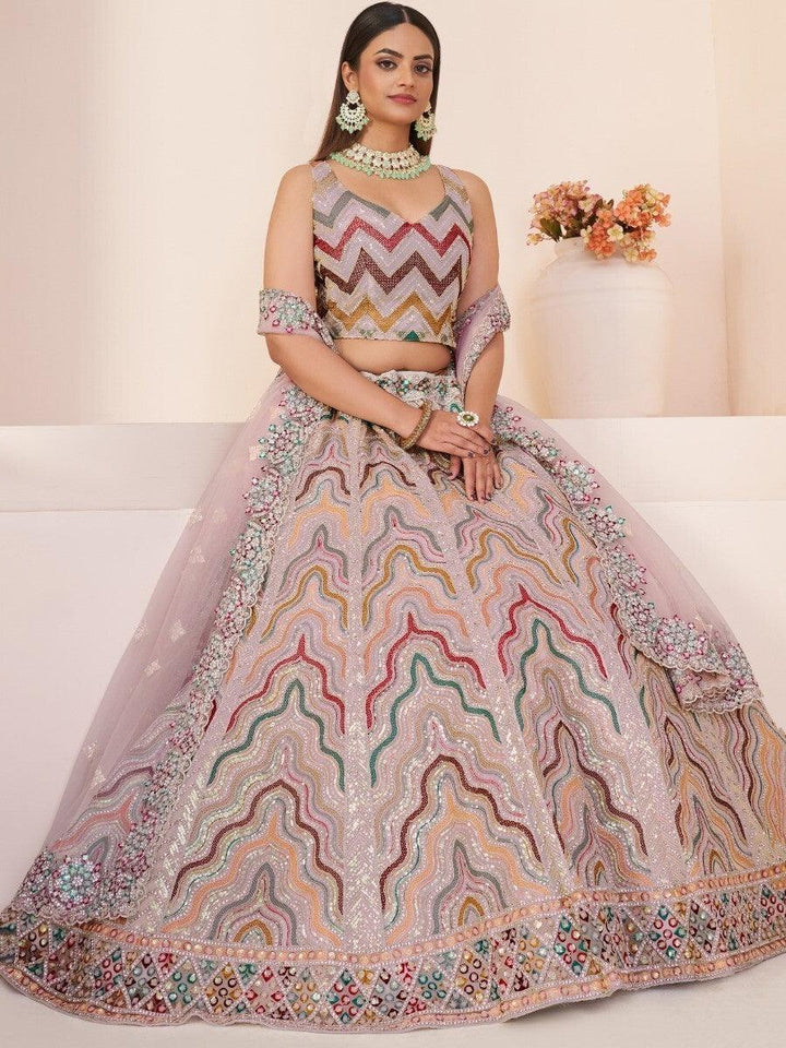 Peach Bridesmaid Lehenga Choli | Sequins Net Fabric with Customizable Fit