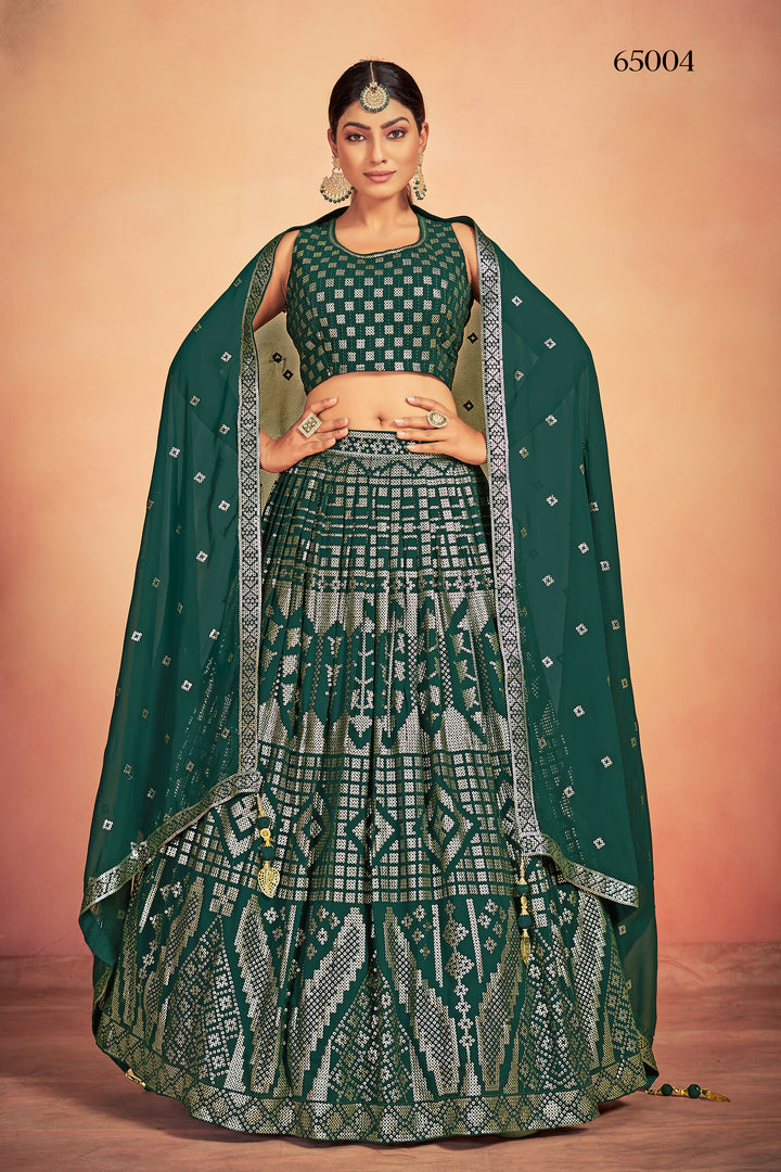 Stunning Green Lehenga Set | Festive Georgette Lehenga for Weddings