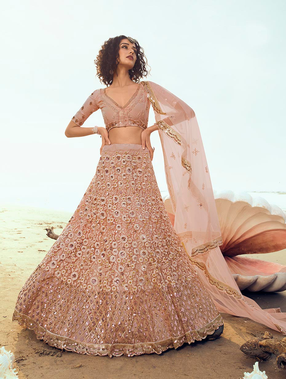 Radiant Peach Lehenga | Customizable for Festive and Wedding Wear