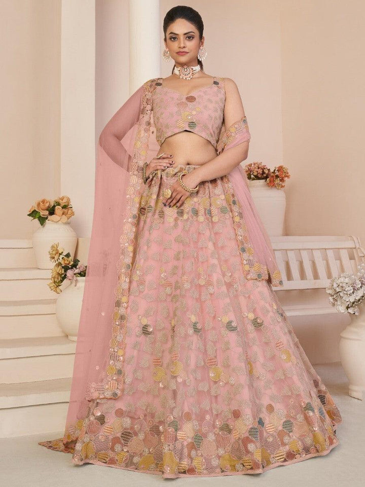 Classic Pink Lehenga Choli with Sequins | Wedding & Engagement Wear