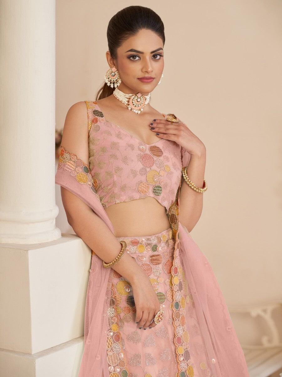 Classic Pink Lehenga Choli with Sequins | Wedding & Engagement Wear