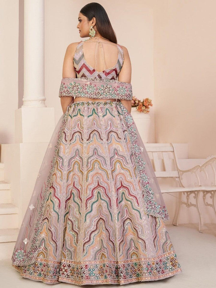 Peach Bridesmaid Lehenga Choli | Sequins Net Fabric with Customizable Fit