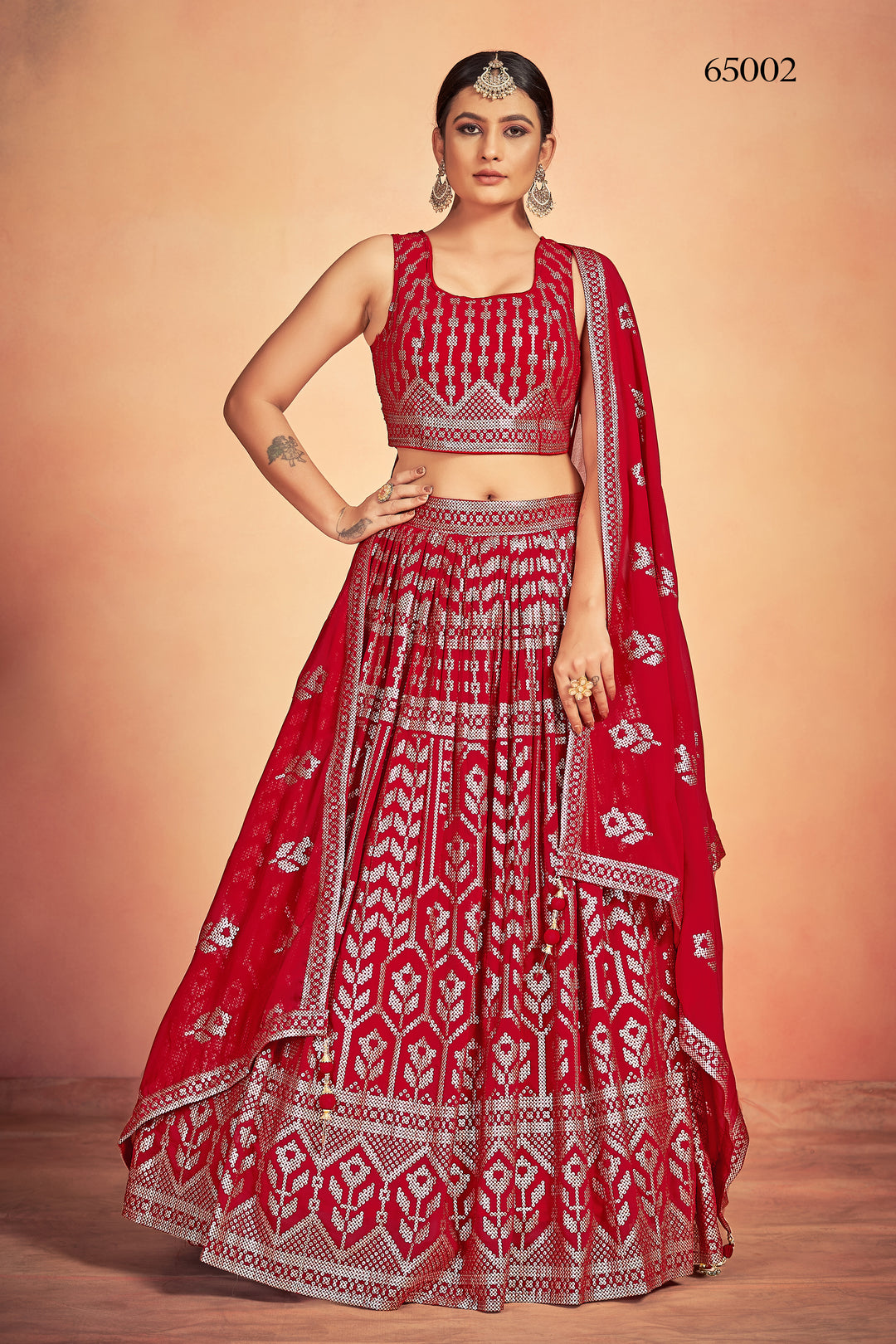 Stunning Red Lehenga Set | Georgette Lehenga for Festive Occasions