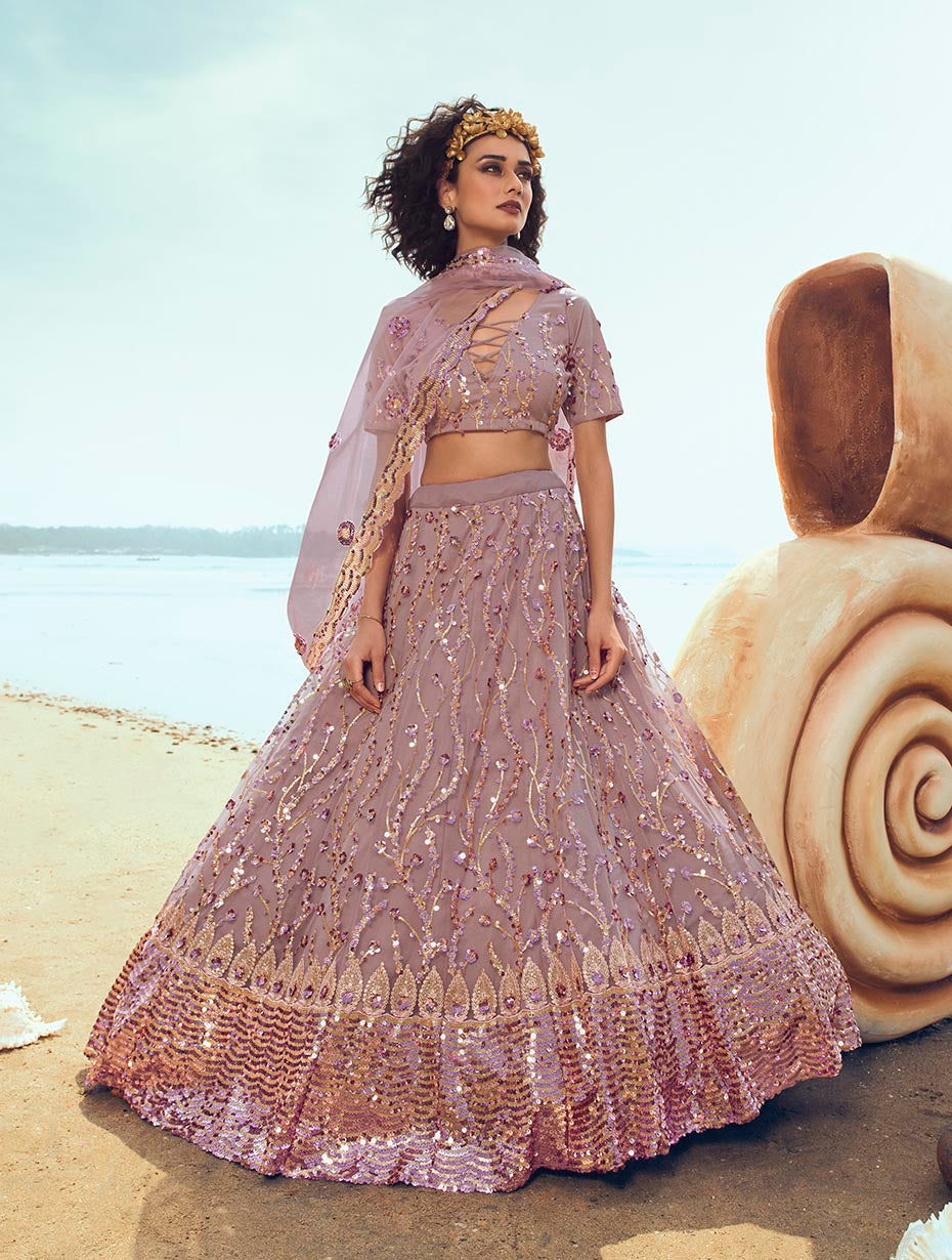 Gorgeous Lilac Lehenga | Semi-Stitched Ethnic Attire for Festivities