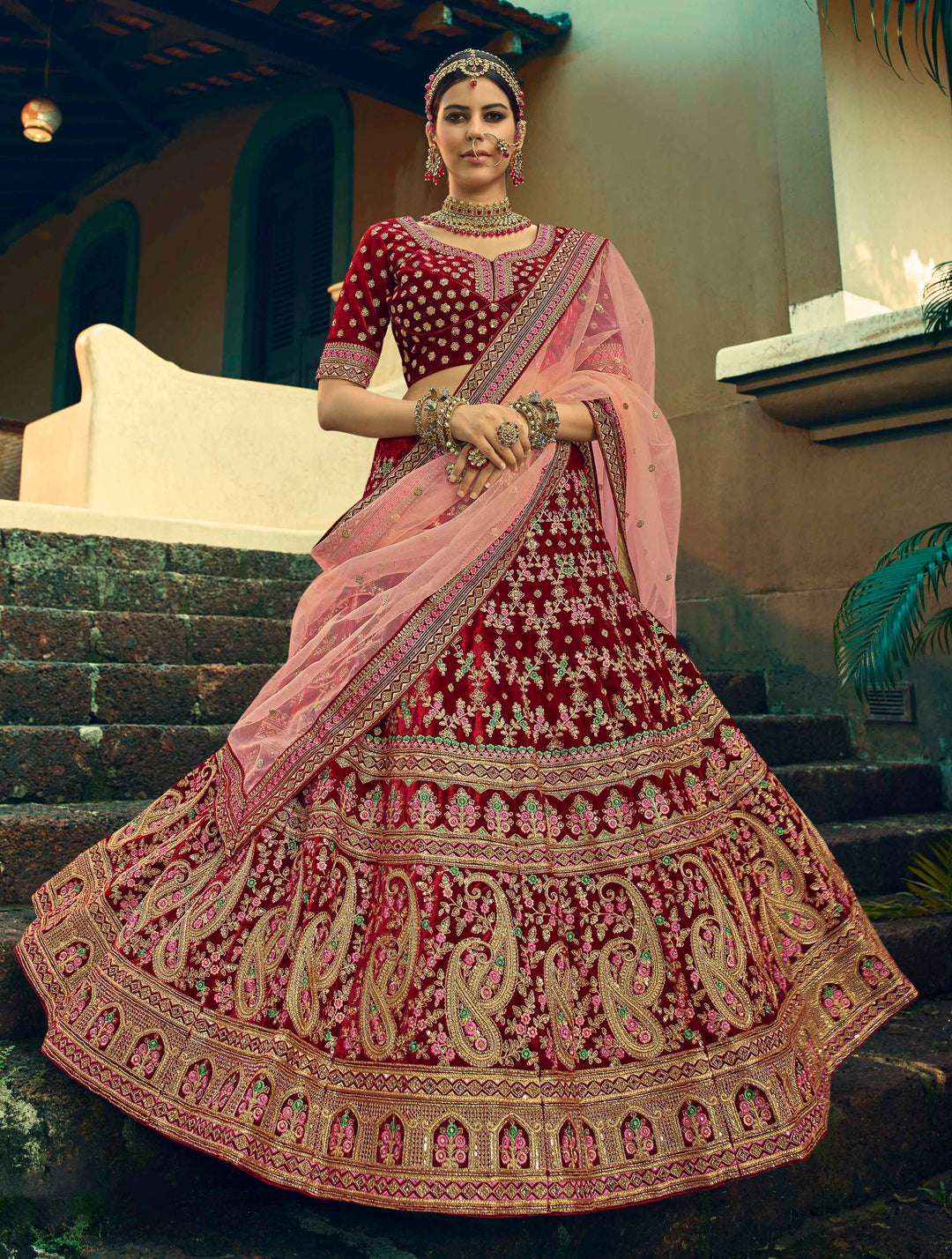 Party Wear Crop Top Lehenga | Embroidered Wedding Lehenga for Women