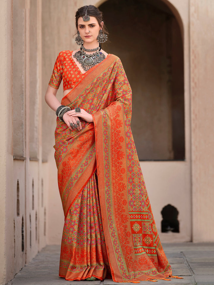 Orange silk saree crafted for elegance and style.