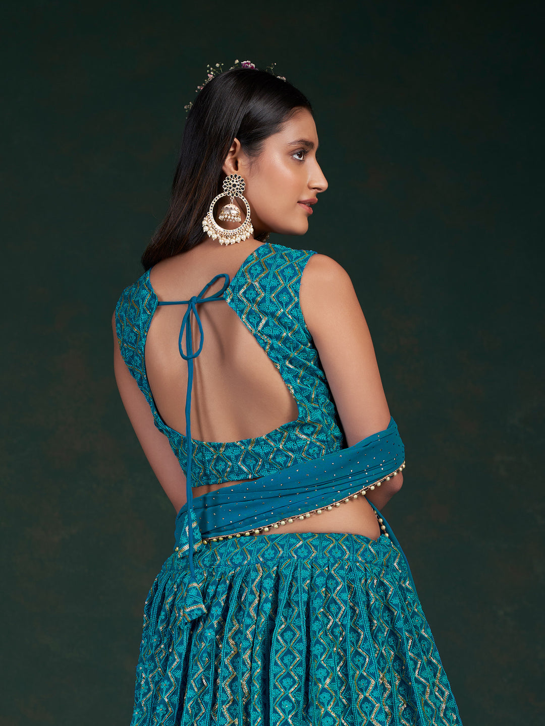 Rama Blue Georgette Lehenga | Bridal Lehenga for Women