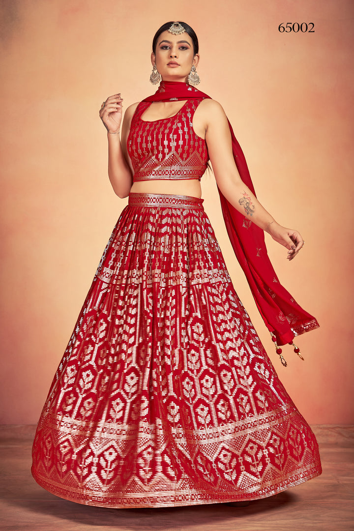 Stunning Red Lehenga Set | Georgette Lehenga for Festive Occasions