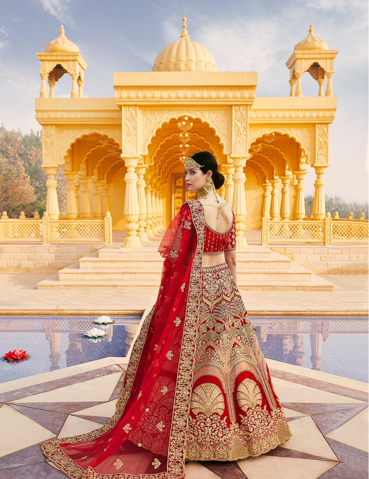 Red Velvet Bridal Lehenga Choli | Wedding & Party Wear for Women