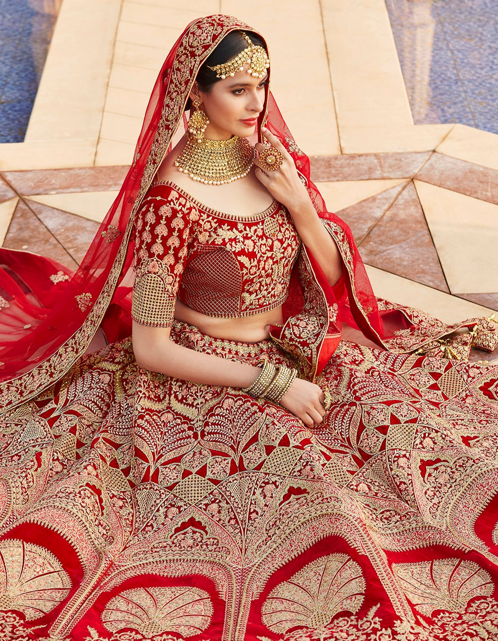 Red Velvet Bridal Lehenga Choli | Wedding & Party Wear for Women