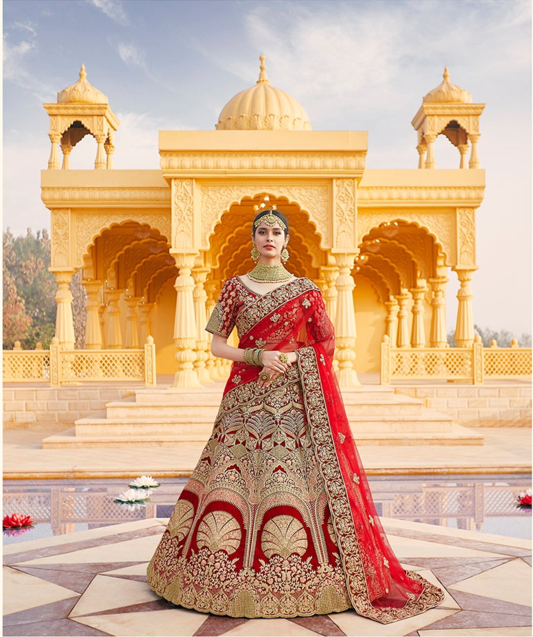 Red Velvet Bridal Lehenga Choli | Wedding & Party Wear for Women