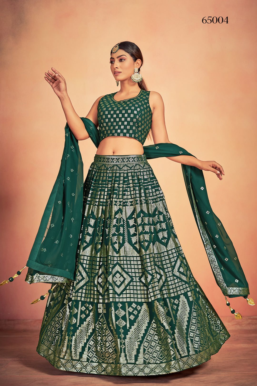 Stunning Green Lehenga Set | Festive Georgette Lehenga for Weddings