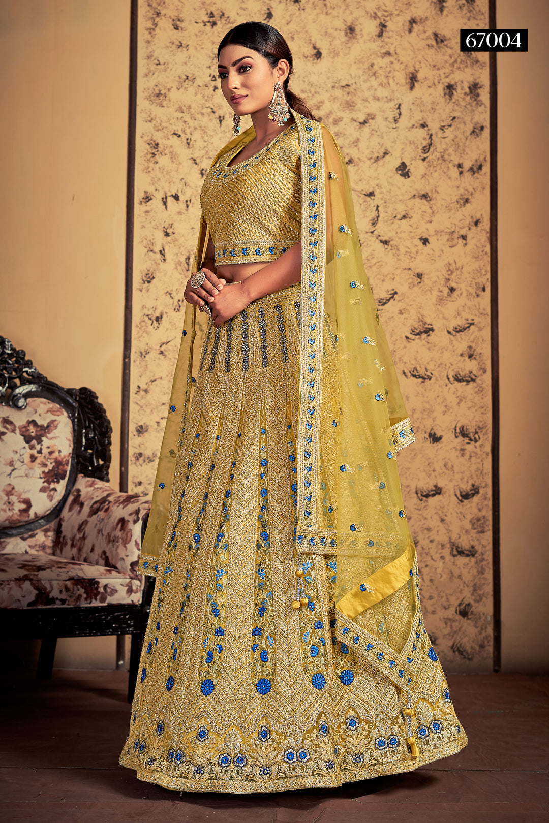 Mustard Soft Net Lehenga | Bridal Lehenga for Wedding