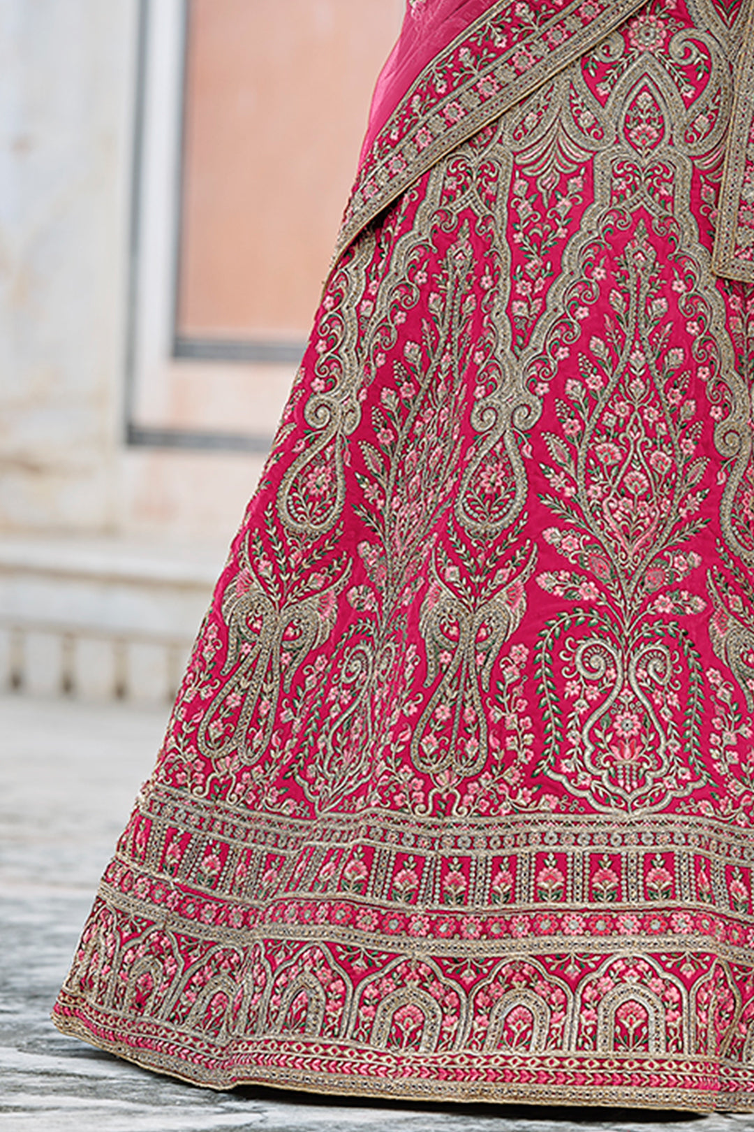 Wedding Wear Bridal Lehenga for Women | Embroidered Velvet Lehenga