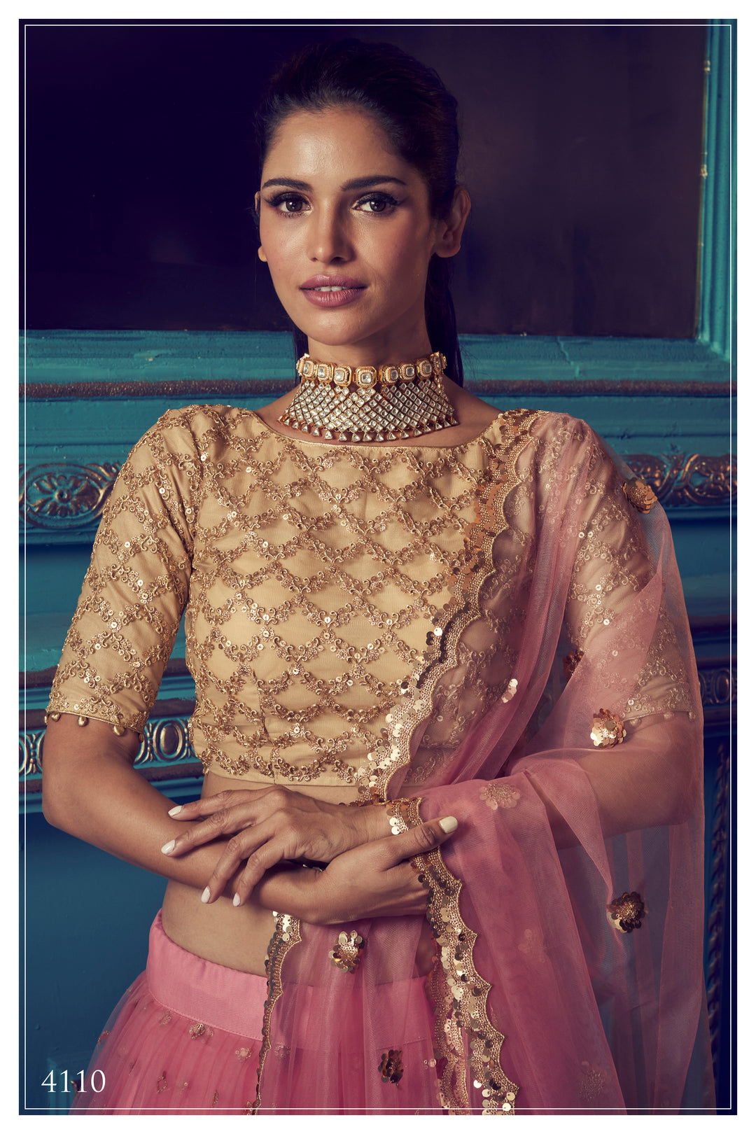 Pink Lehenga with Sequin Work | Elegant Soft Net Lehenga for Women