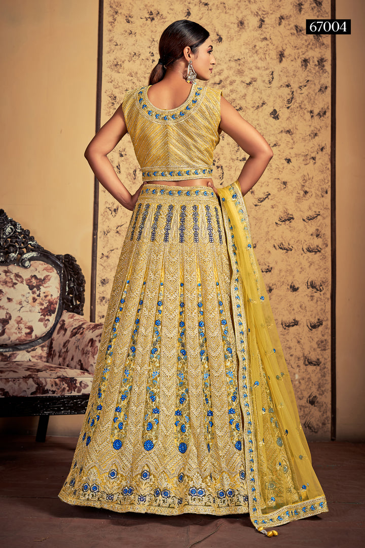 Mustard Soft Net Lehenga | Bridal Lehenga for Wedding