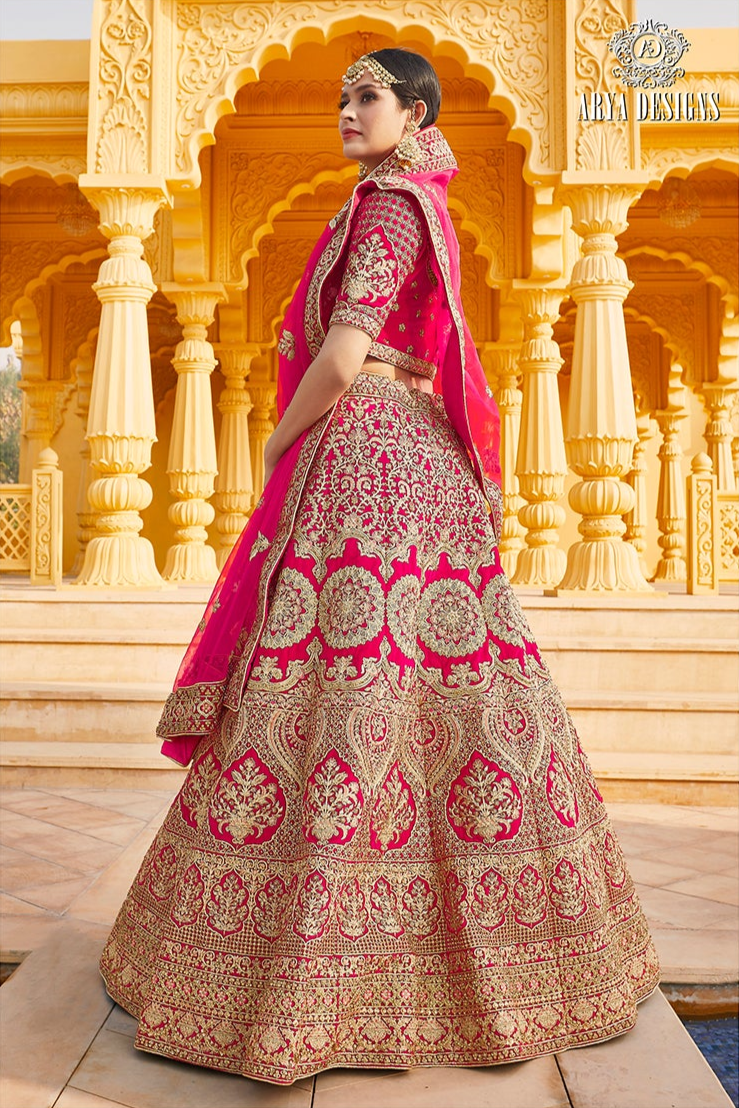 Pink Velvet Lehenga | Bridal Zari Embroidered Choli Set