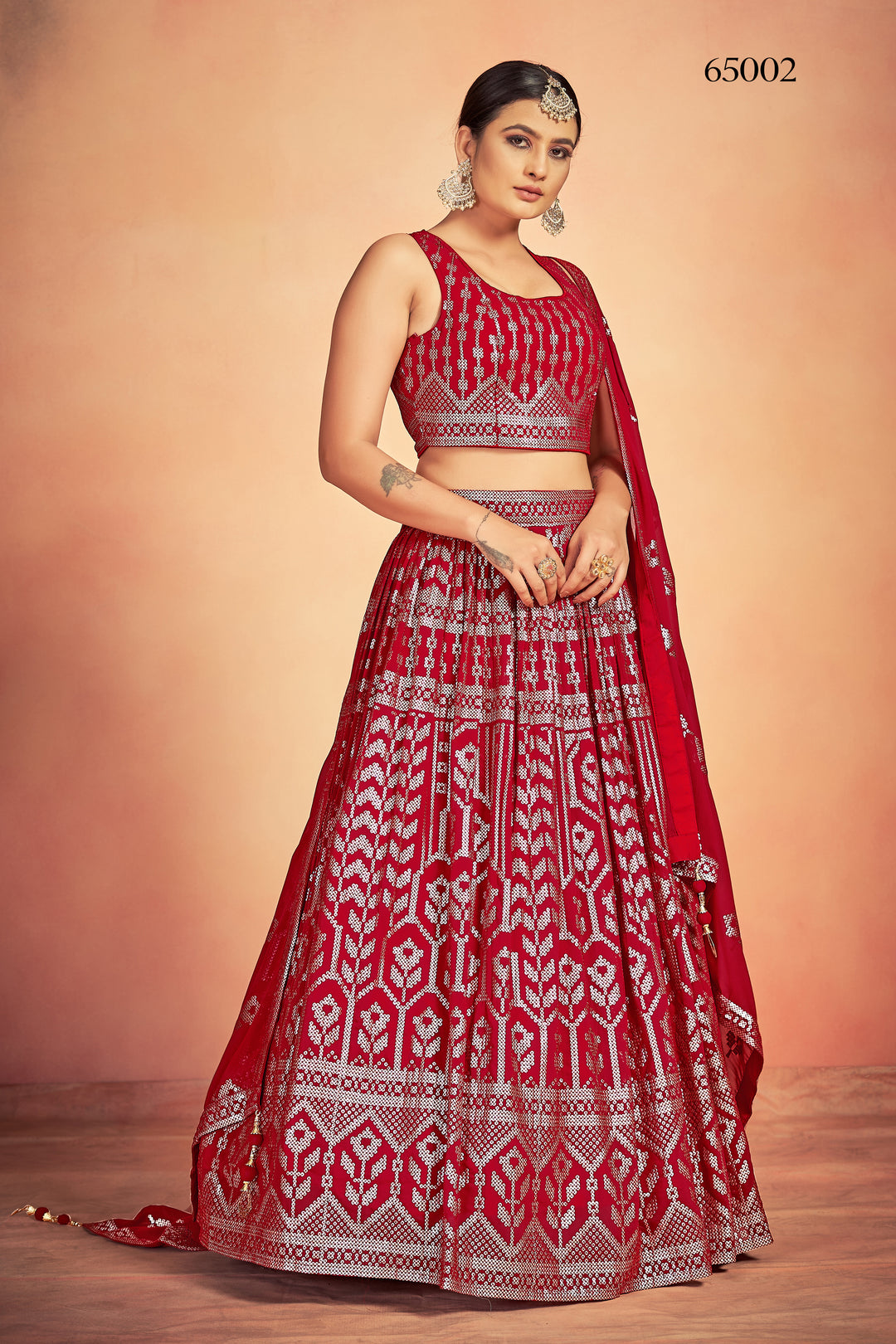 Stunning Red Lehenga Set | Georgette Lehenga for Festive Occasions