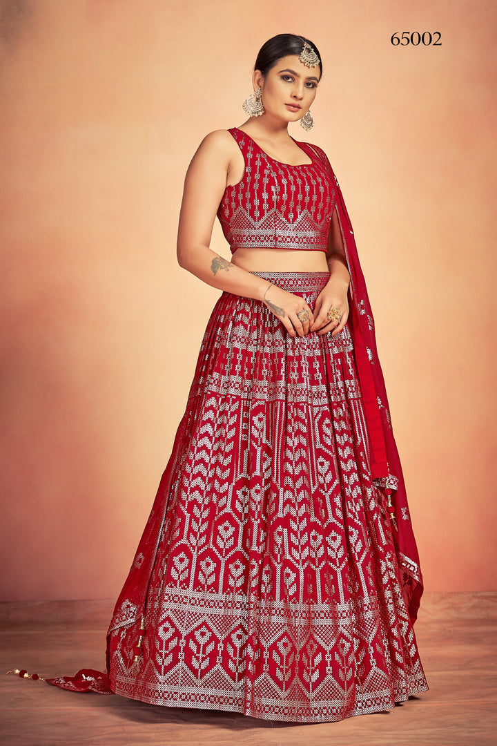 Stunning Red Lehenga Set | Georgette Lehenga for Festive Occasions