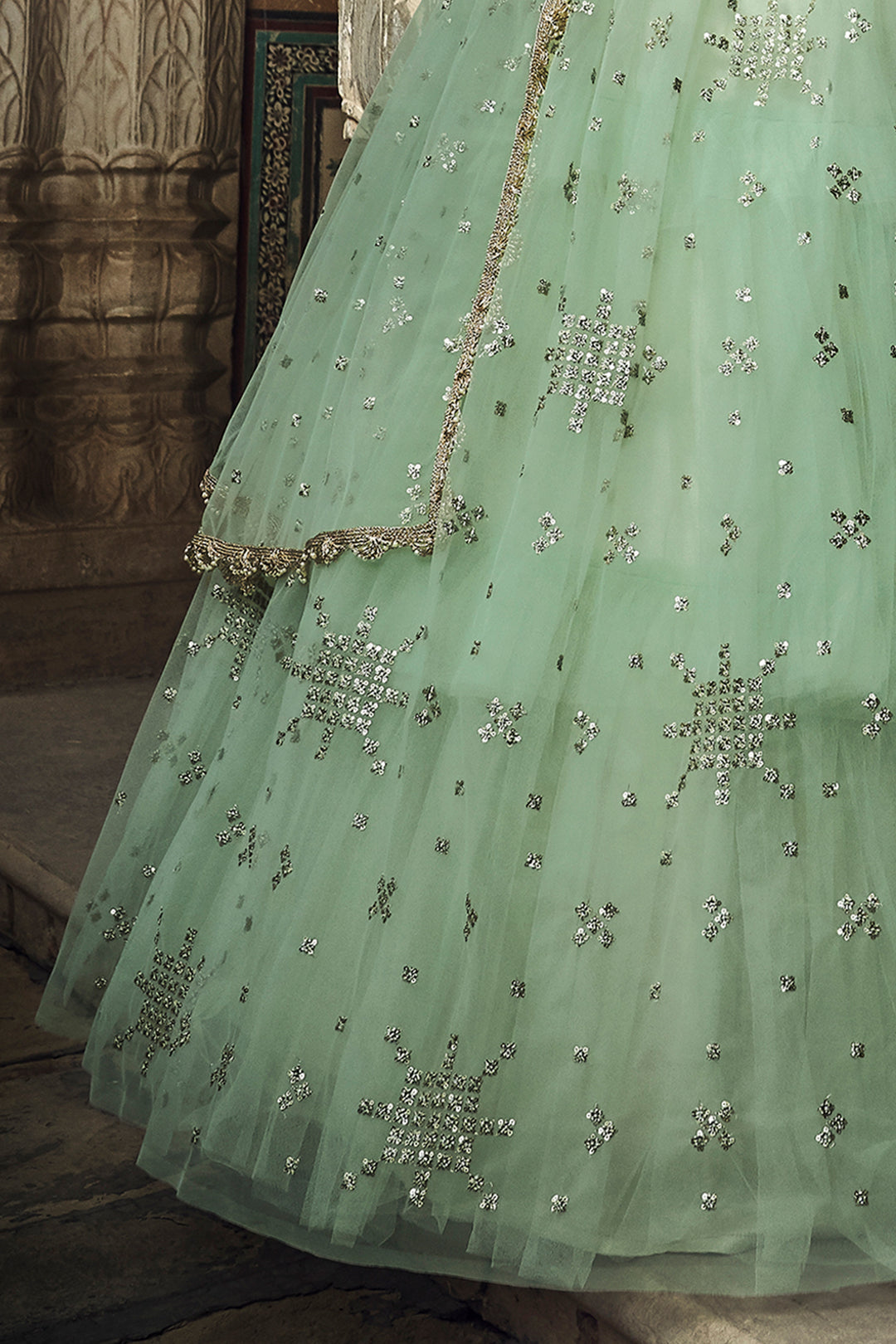 Sea Green Art Silk Lehenga Choli | Bridal Wear for Weddings