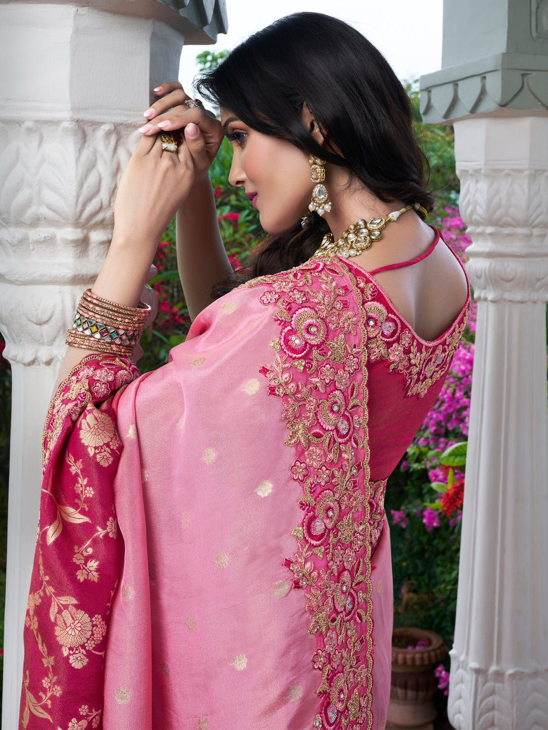 Vibrant color luxurious fabric exclusive attire crafted for elegance and style.