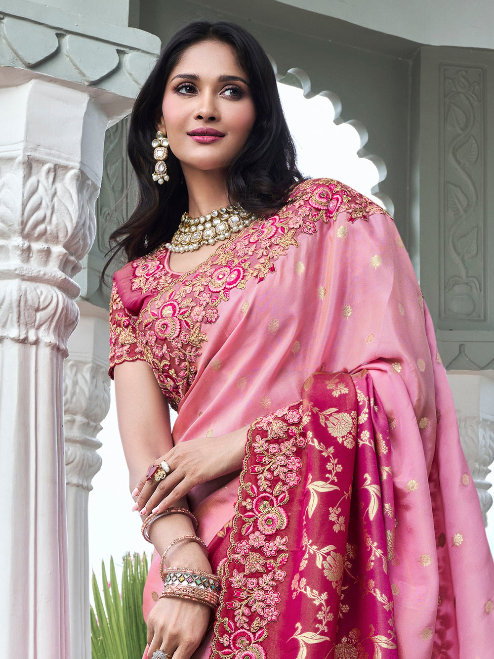 Vibrant color luxurious fabric exclusive attire crafted for elegance and style.