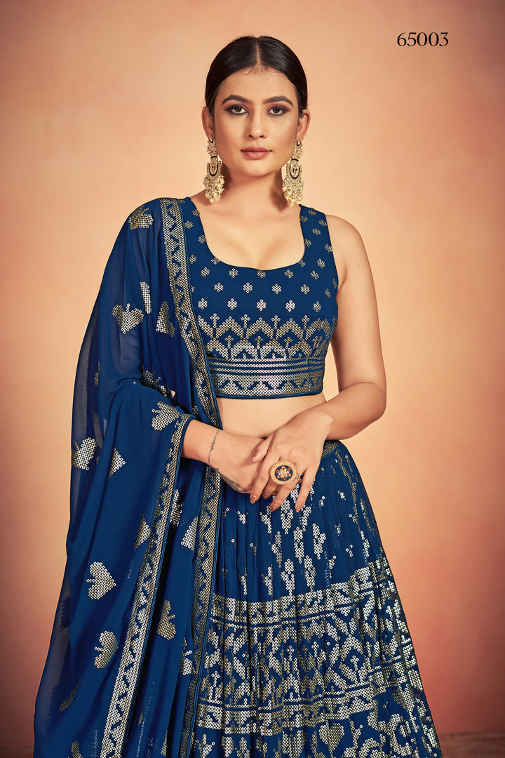 Gorgeous Navy Blue Lehenga Set | Festive Georgette Lehenga for Weddings