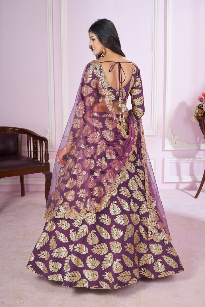 AttractiveÃ‚Â Purple Sequins Georgette Wedding Lehenga Choli