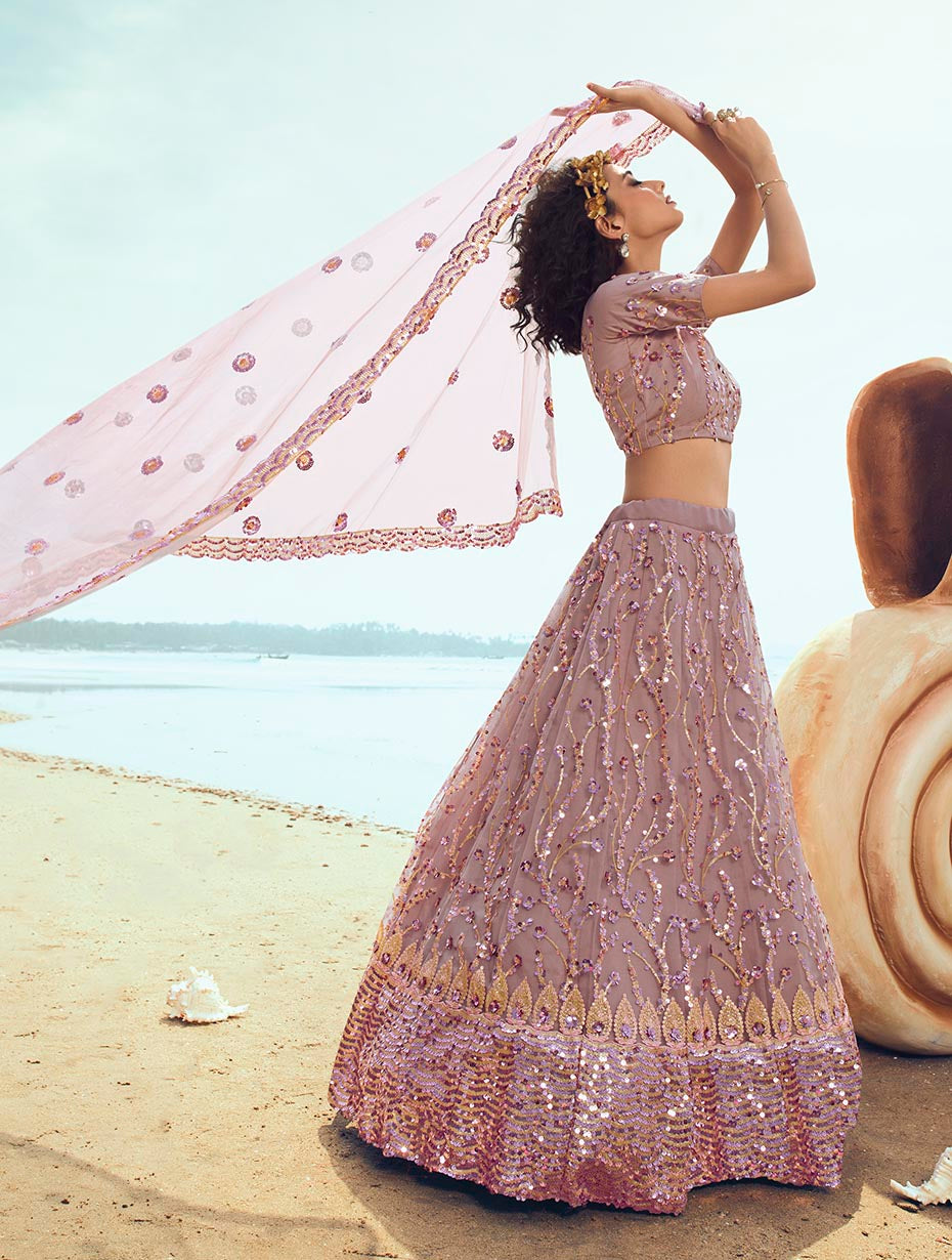 Gorgeous Lilac Lehenga | Semi-Stitched Ethnic Attire for Festivities