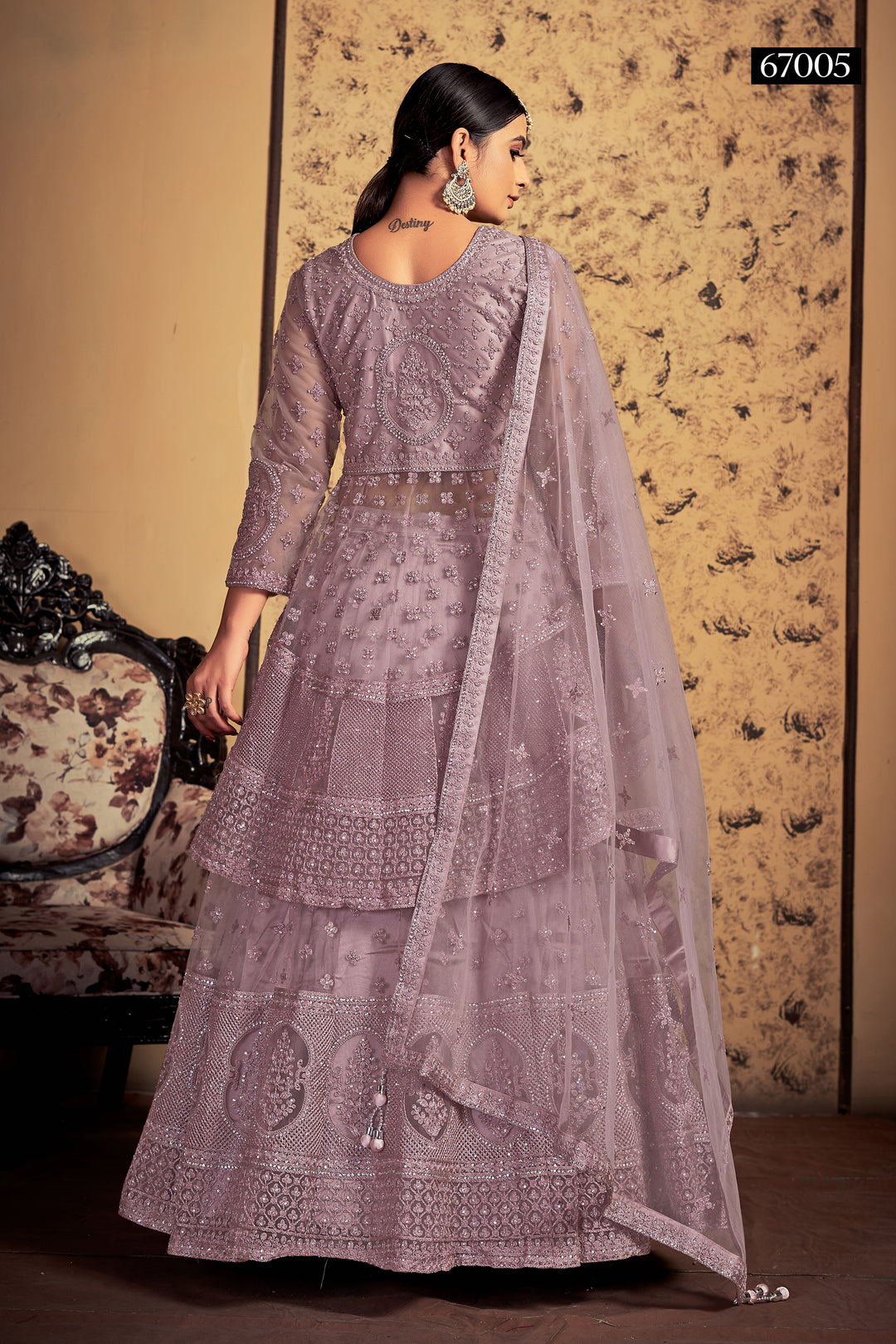 Elegant Mauve Soft Net Lehenga | Bridal Lehenga for Women