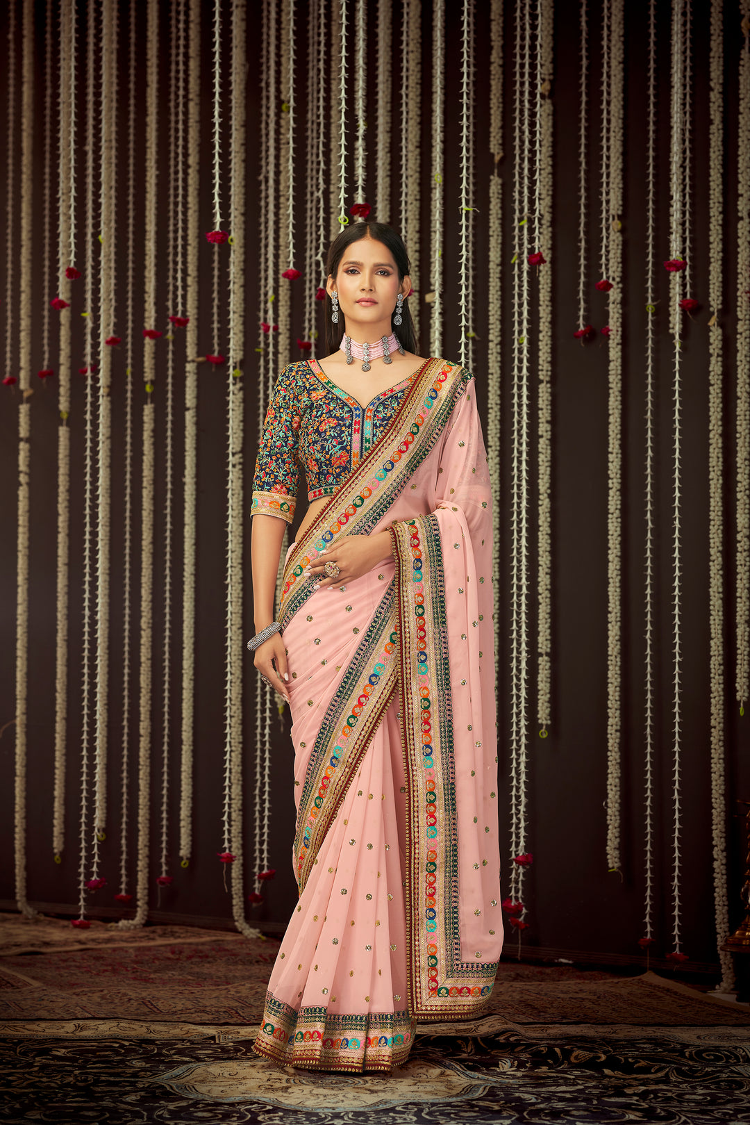 Traditional Indian Sari | Soft Pink Saree for Festive Celebrations