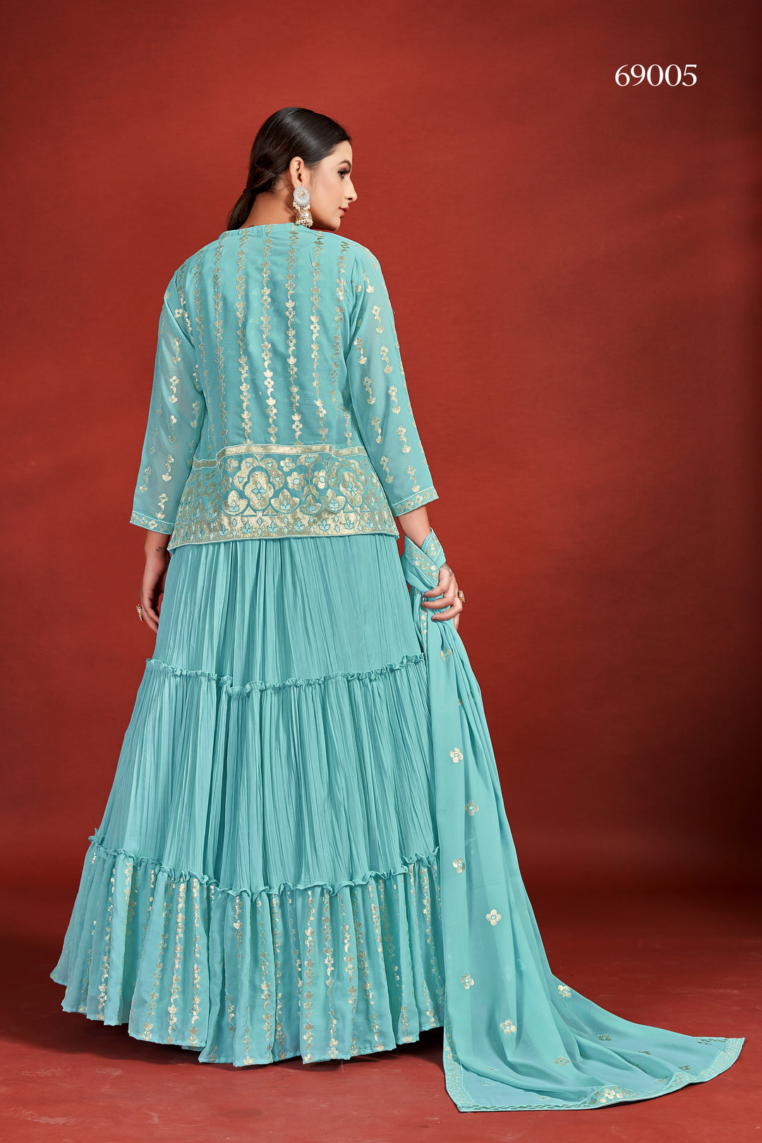 Elegant Lehenga Set | Georgette Lehenga with Sequins and Mirror Work