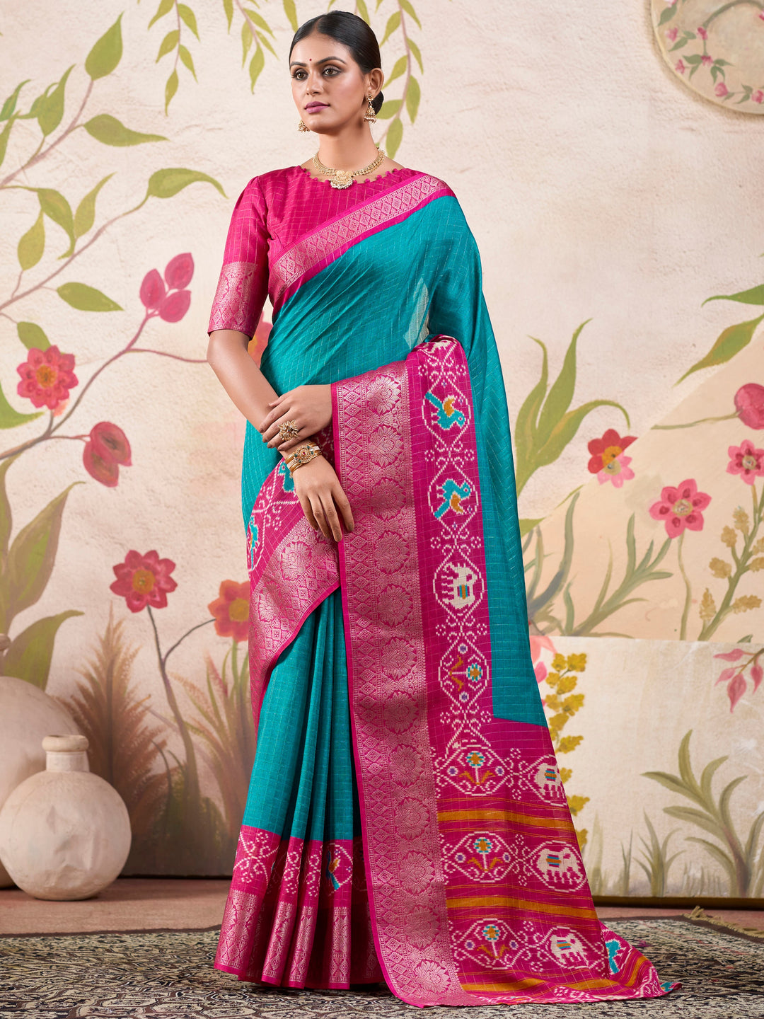 Pink silk saree crafted for elegance and style.