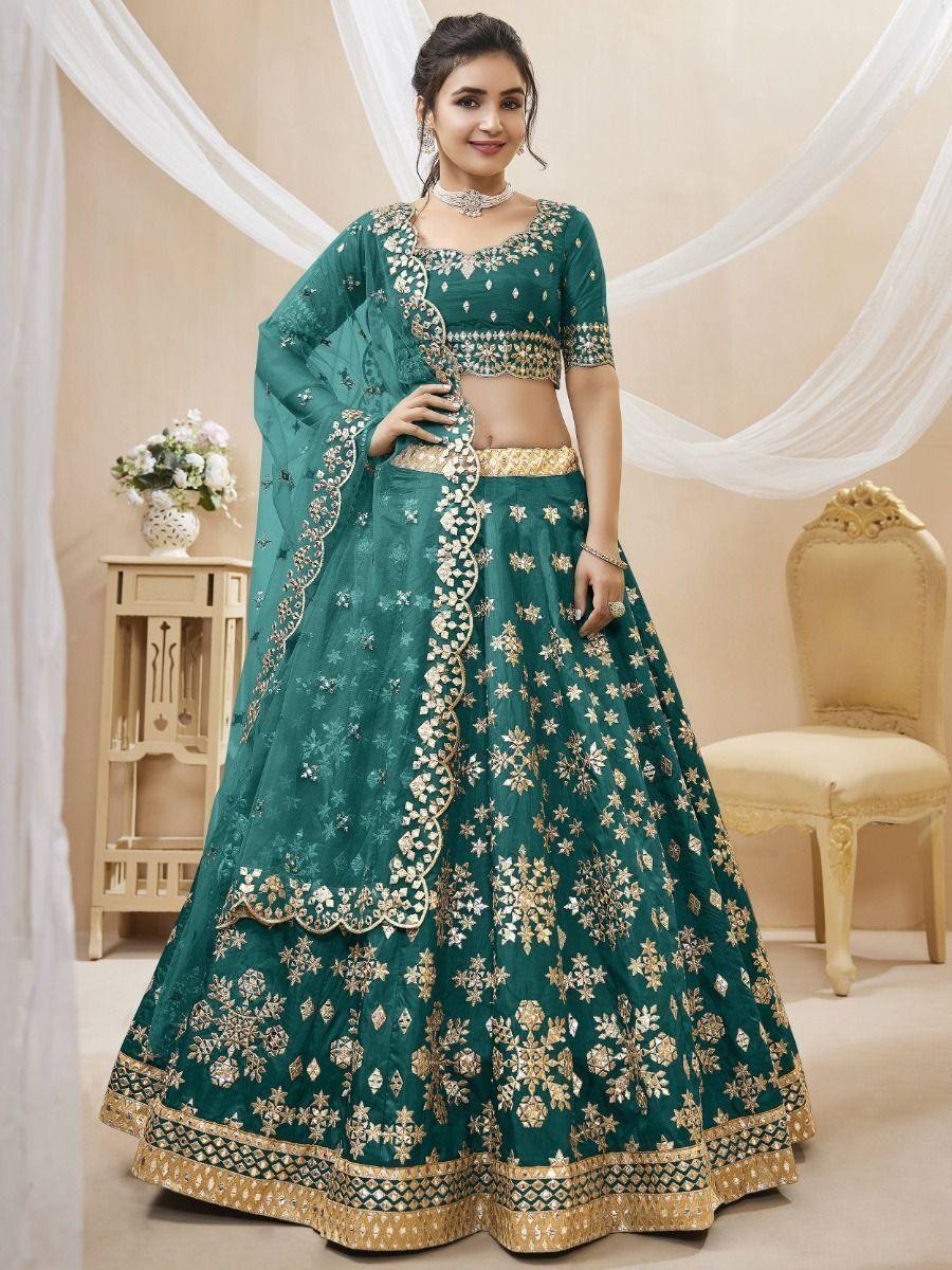 Exquisite Teal Green Art Silk | Bridesmaid Lehenga with Zari Work