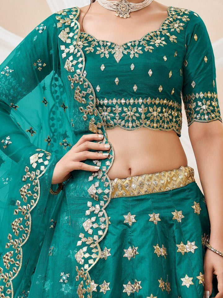 Exquisite Teal Green Art Silk | Bridesmaid Lehenga with Zari Work