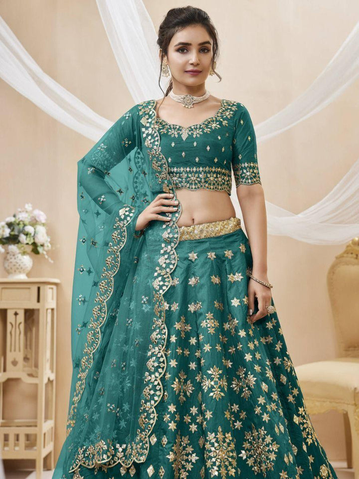 Exquisite Teal Green Art Silk | Bridesmaid Lehenga with Zari Work