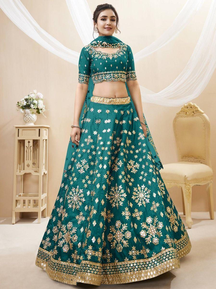 Exquisite Teal Green Art Silk | Bridesmaid Lehenga with Zari Work