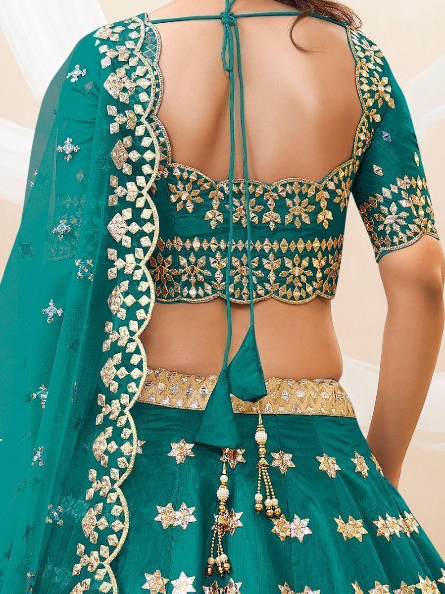 Exquisite Teal Green Art Silk | Bridesmaid Lehenga with Zari Work