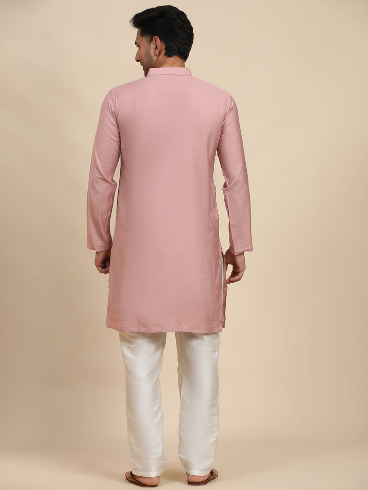 Lightweight pink cotton kurta with elegant designs, ideal for weddings and cultural events in the USA.