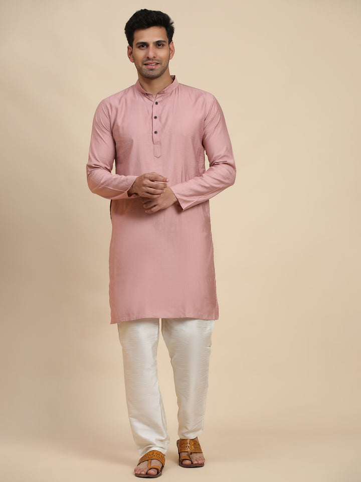 Affordable pink cotton kurta for men, tailored for festive celebrations and relaxed gatherings.