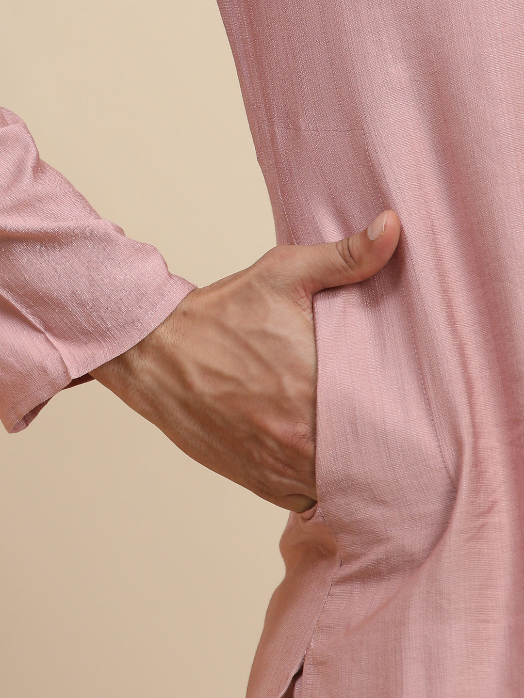 Soft pink cotton kurta, perfect for casual outings, parties, and festive celebrations in the USA.