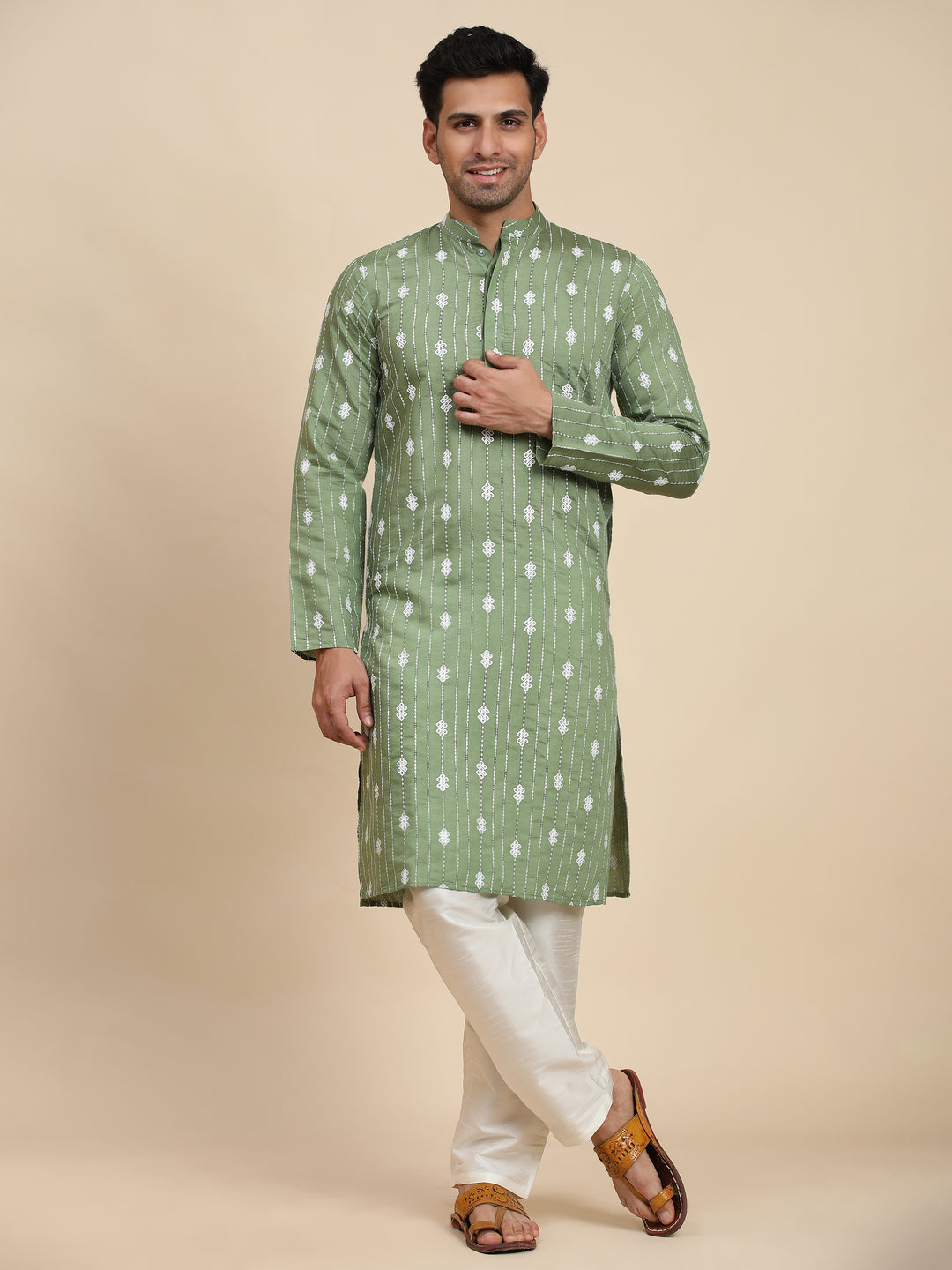 Green viscose rayon motif kurta for festive occasions perfect blend of style and comfort ideal under $30