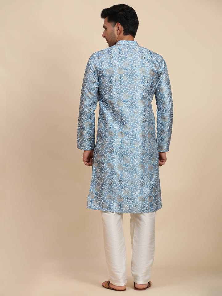 Stylish light blue kurta crafted from breathable viscose rayon, designed for modern men seeking comfort and fashion.